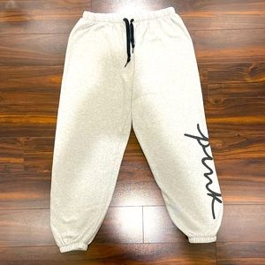 PINK: Gray Sweatpants/Joggers
